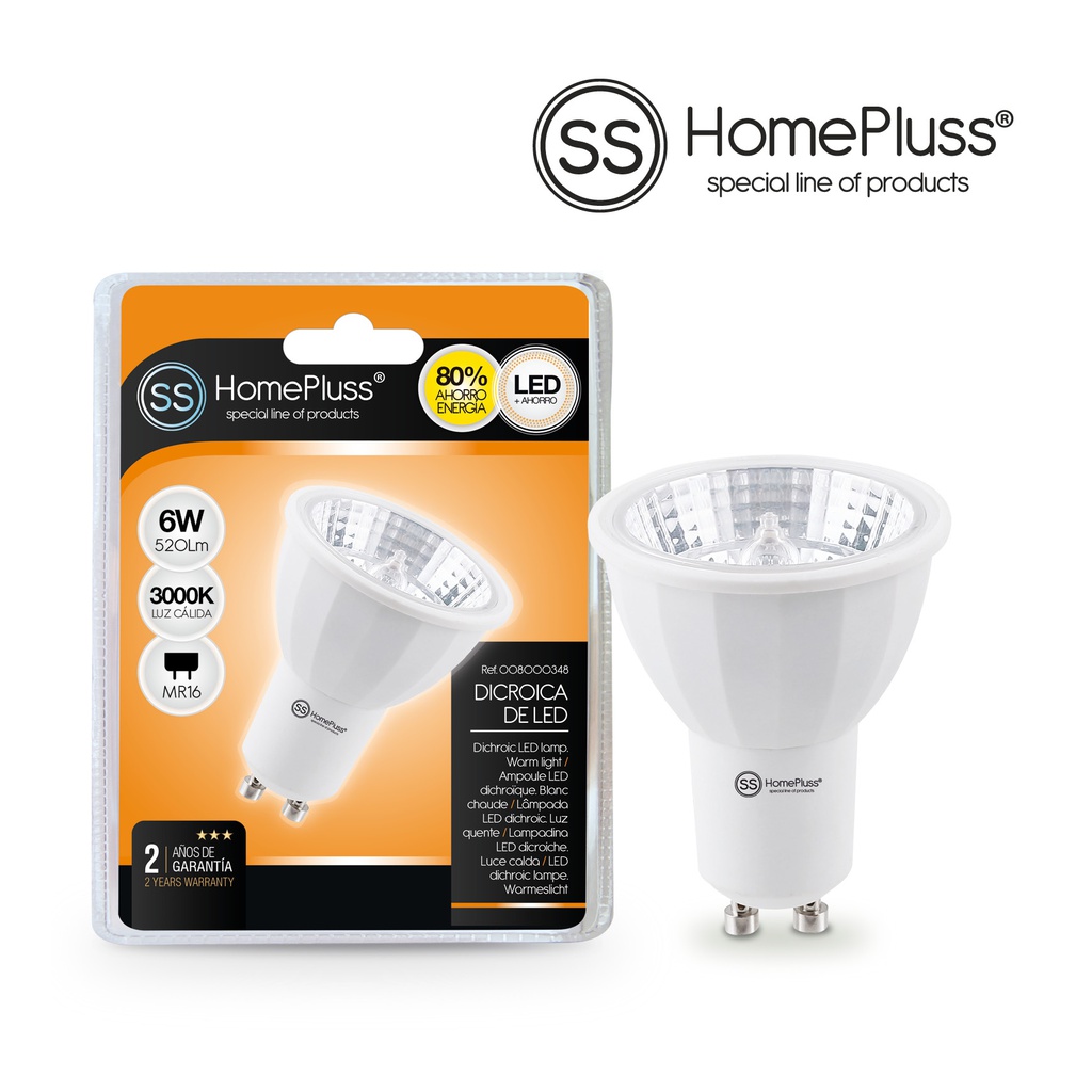 Lampara dicroica 6W GU10 3000K - 12u caja exp