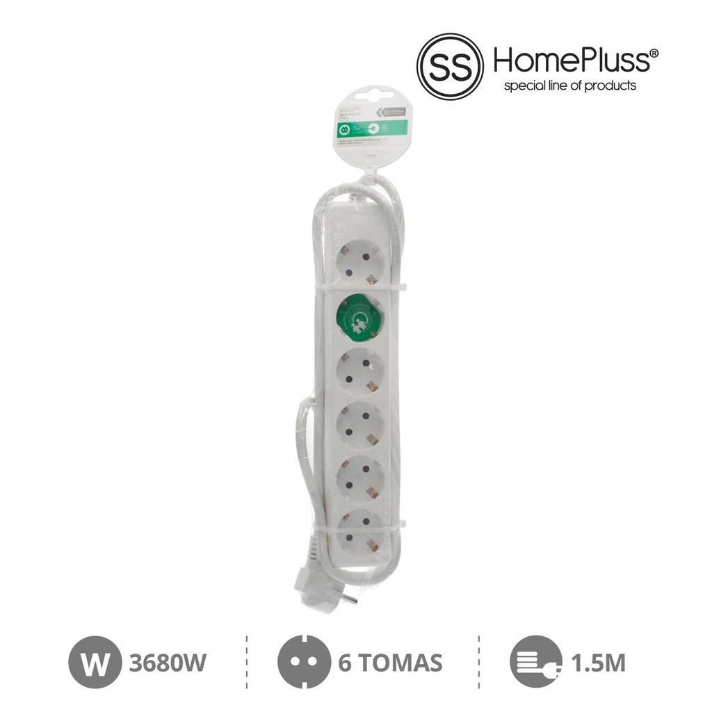 6 way socket White (3x1.5mm) 1,5M wire