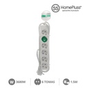 6 way socket White (3x1.5mm) 1,5M wire