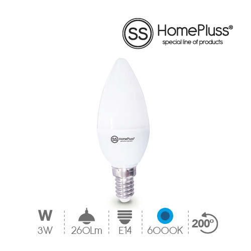 Lampara vela 3W E14 6000K - 10u caja exp