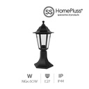 Lampadaire de jardin Gardeno dessus de mur E27 IP44 Noir