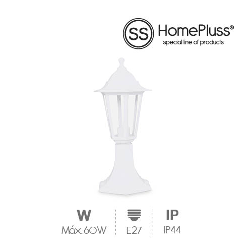 Lampadaire de jardin Gardeno dessus de mur E27 IP44 Blanc