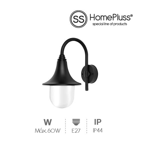 Bell wall garden light E27 IP44 Black