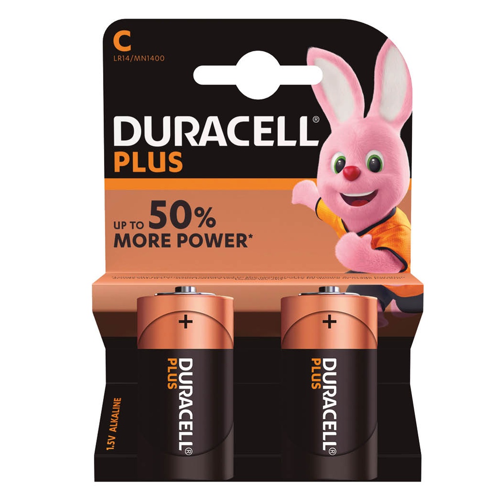 Pile alcaline DURACELL Plus LR14 (C), Blister 2