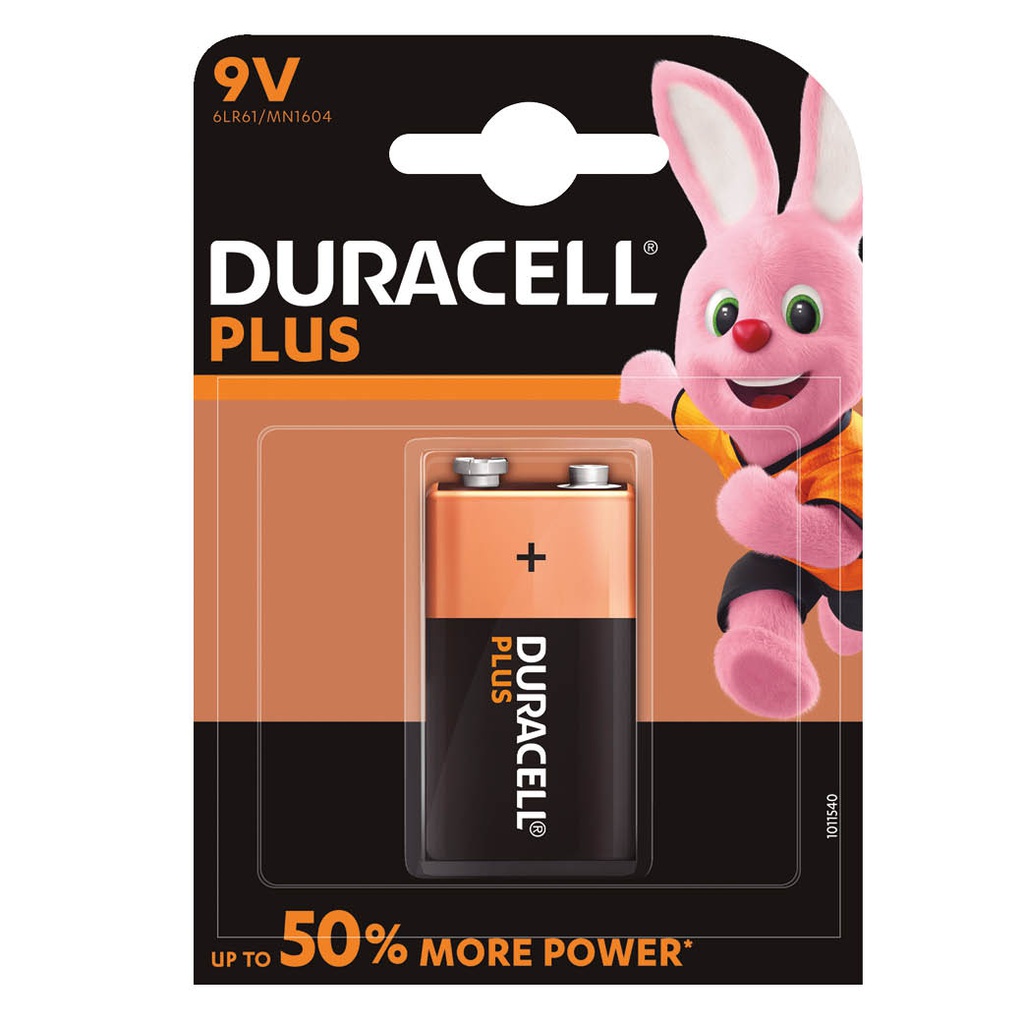 Pile alcaline DURACELL Plus 9V, Blister 1