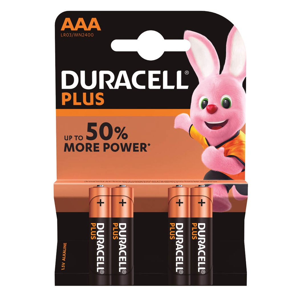 Pile alcaline DURACELL Plus LR03 (AAA), Blister 4