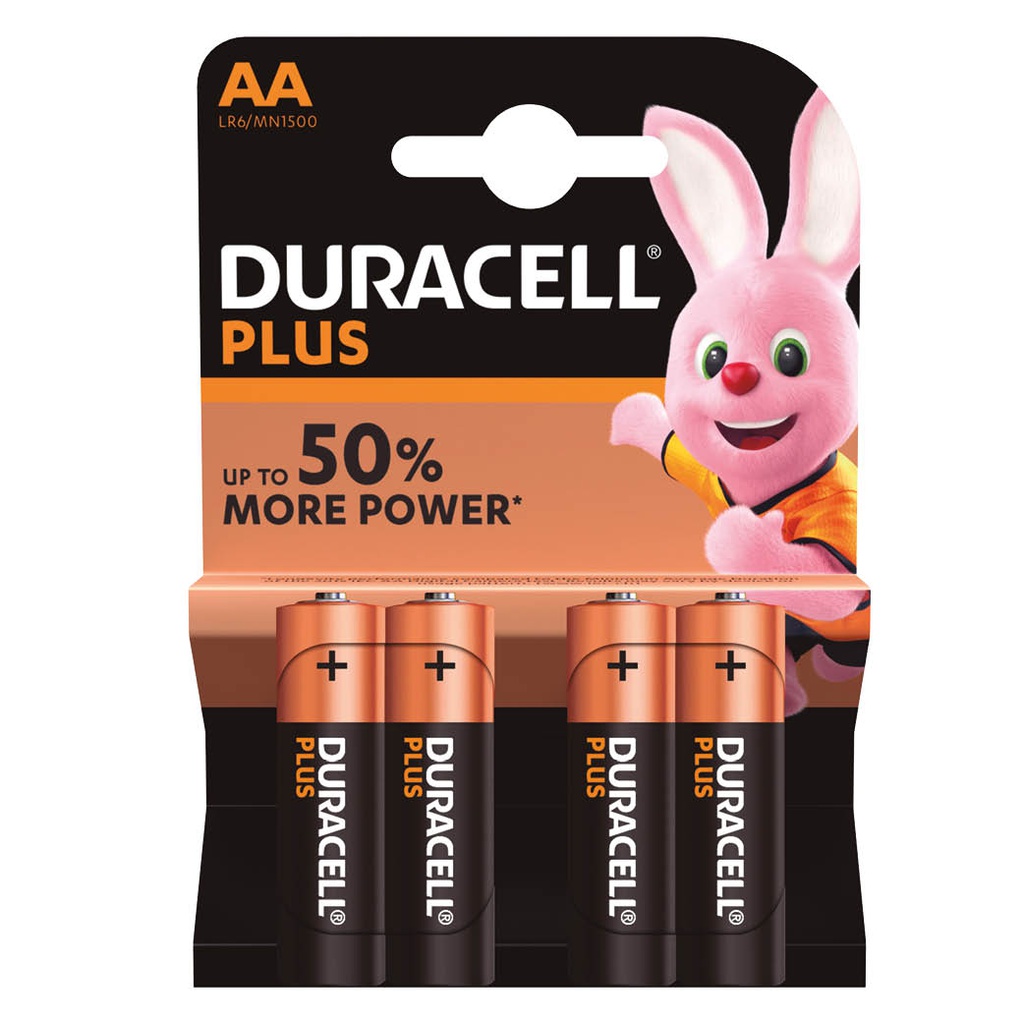 Pile alcaline DURACELL Plus LR6 (AA), Blister 4