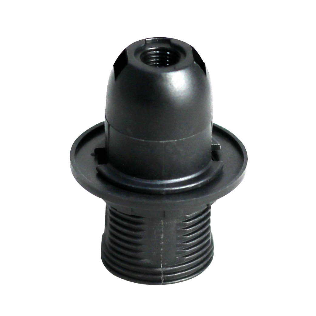 E14 semi-threaded thermoplastic lamp holder Black