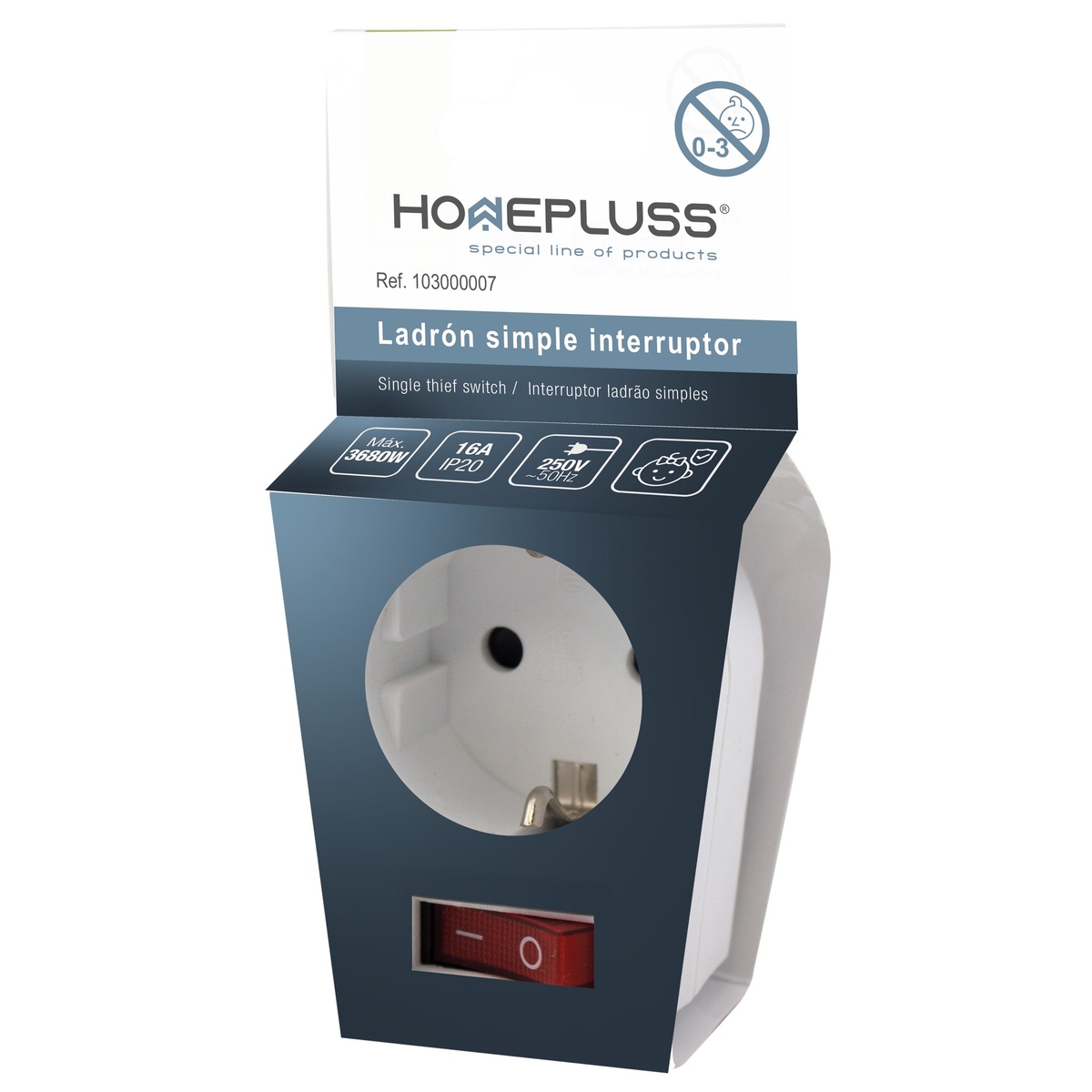 Multiprises simple avec interrupteur - boîte prés. 6 u