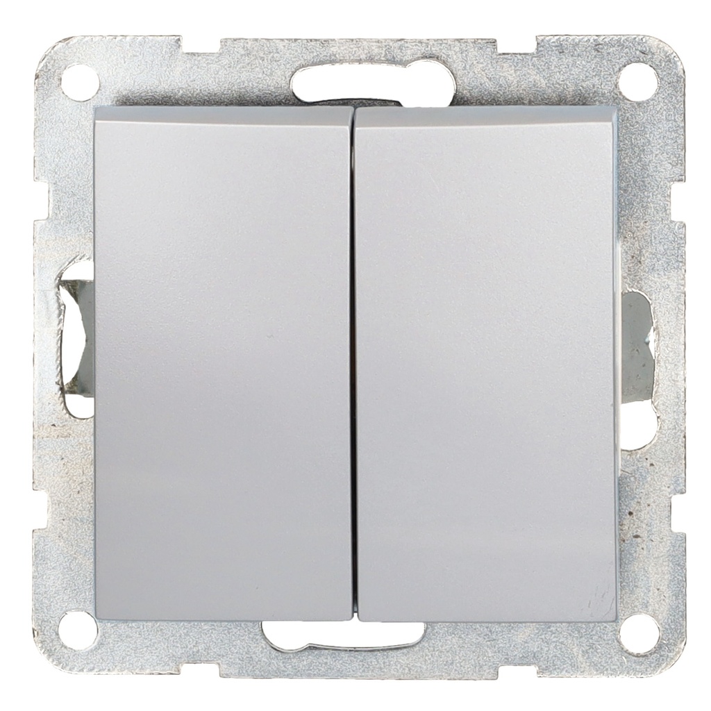 Double crossover switch recessed Iota Silver