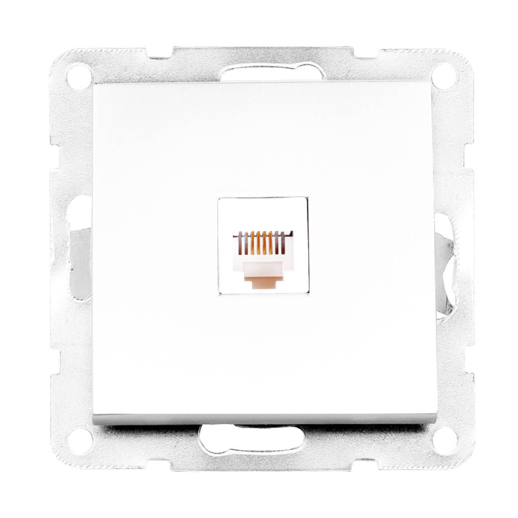 Single recessed telephone socket Iota White