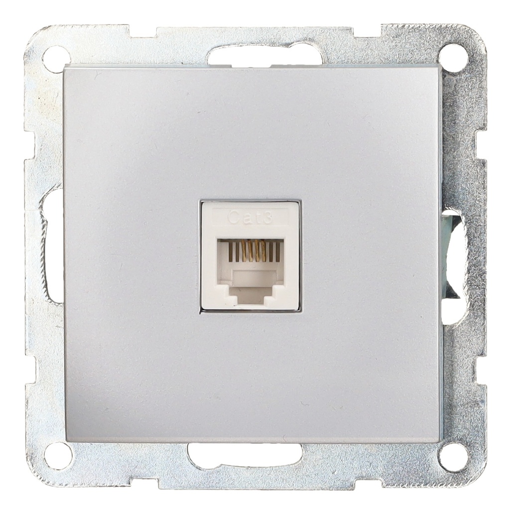 Single recessed telephone socket Iota Silver