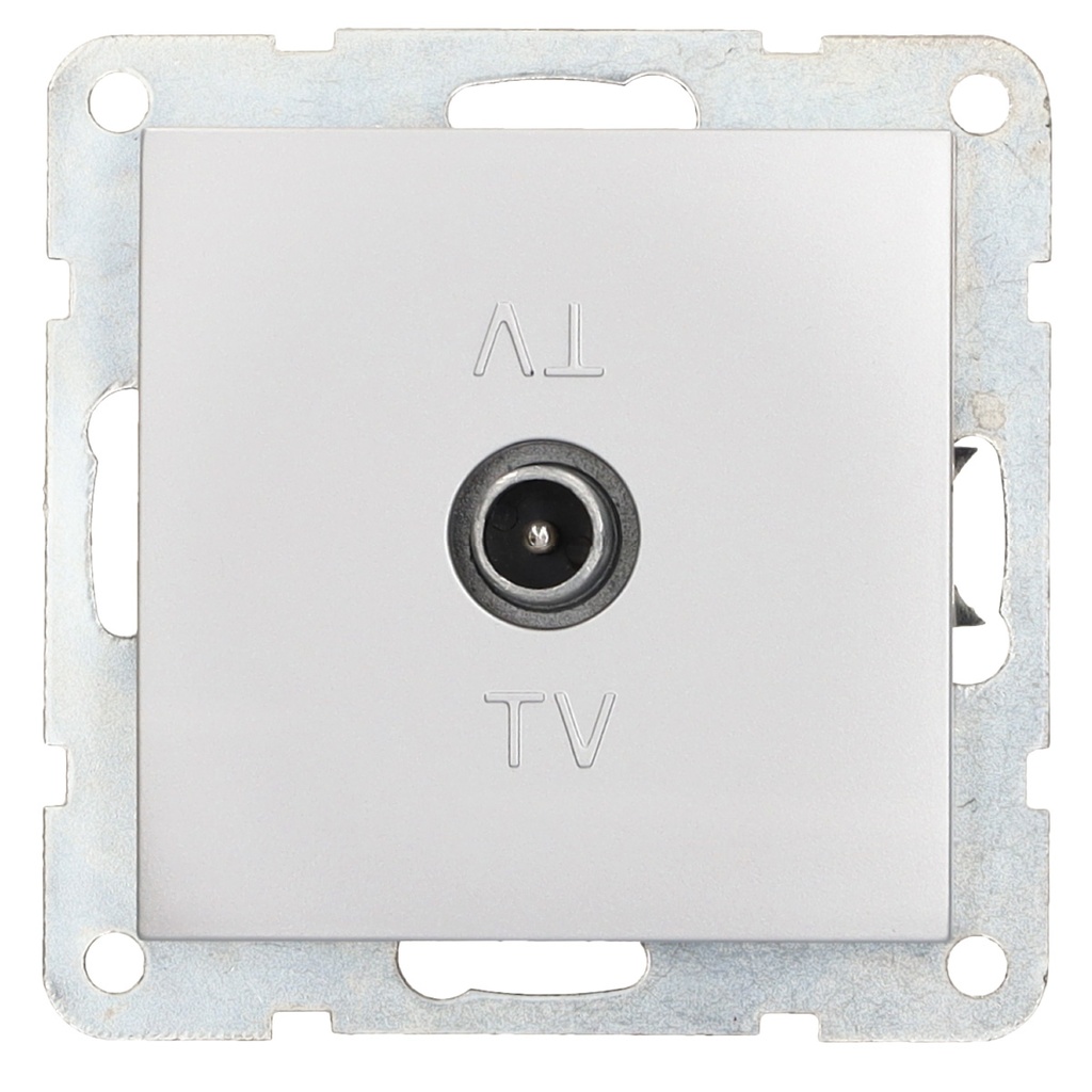 Tomada de TV encastrável colorido Iota Prata