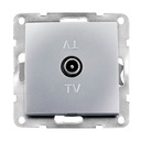 Single TV recessed terminal Iota Silver