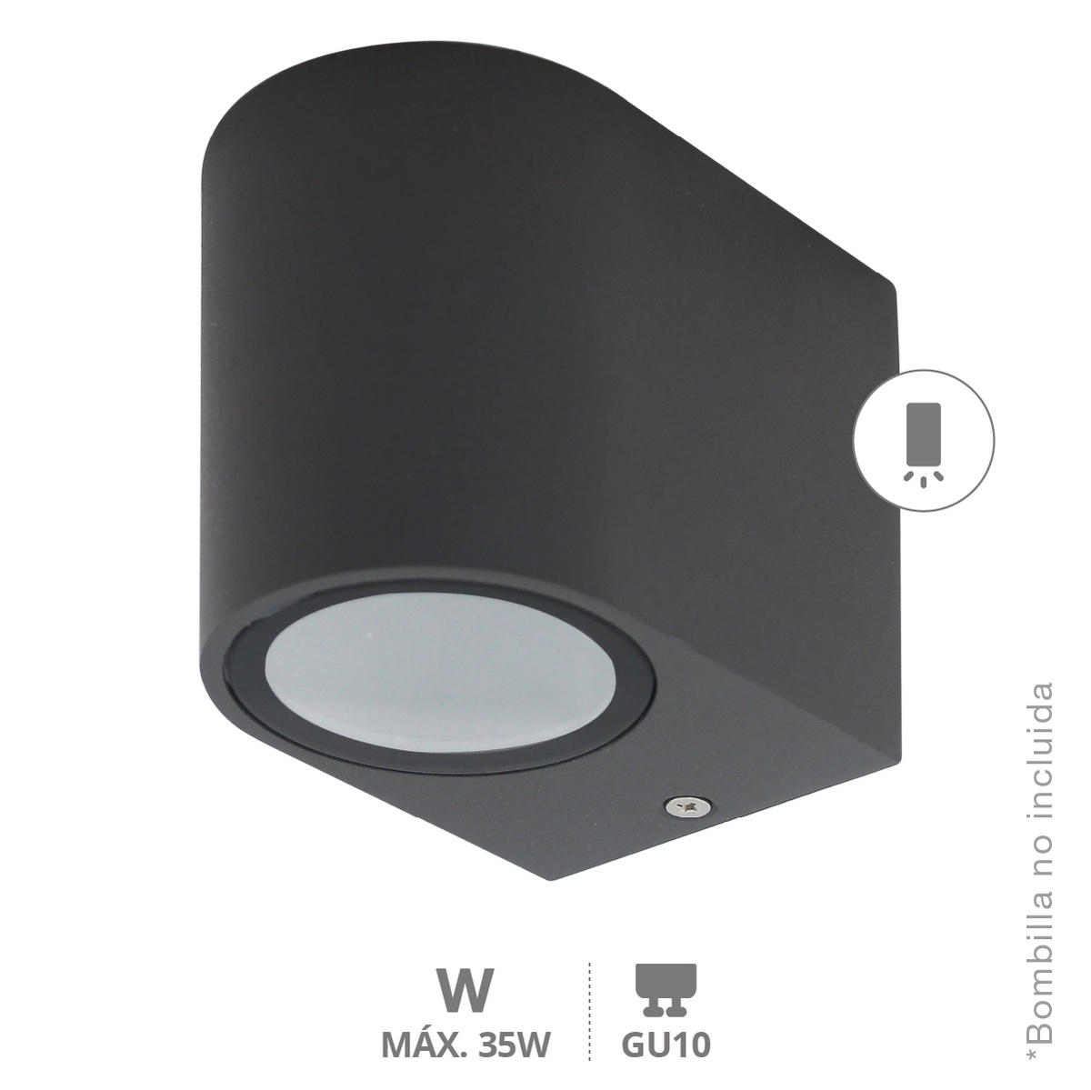 Intra wall decoration sconce 1 light GU10 max. 35W IP44 Anthracite