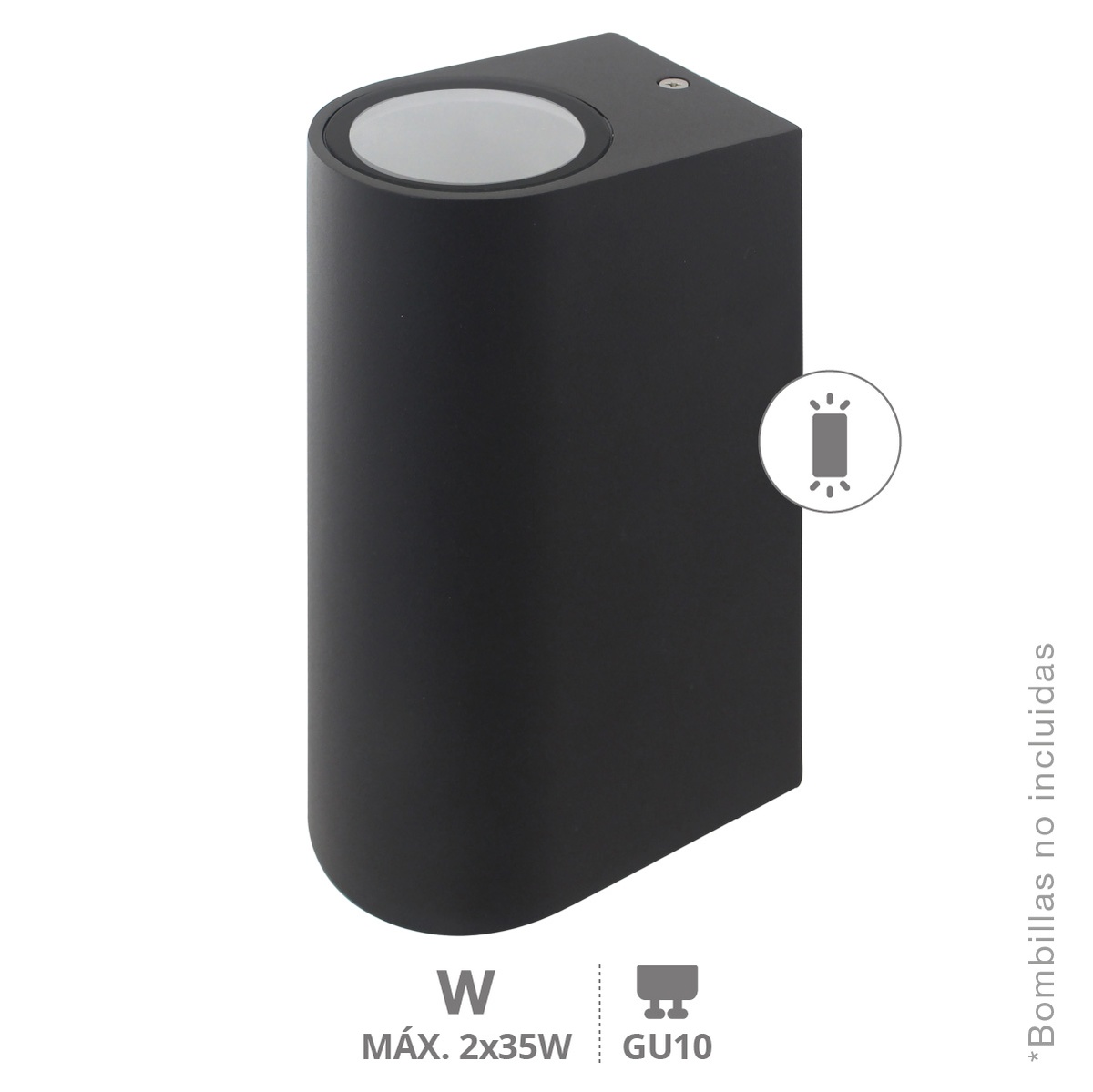 Bañador pared Intra 2 luces GU10 Max. 35W IP44 Antracita