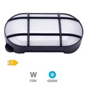 Aplique LED oval Cercis com grelha 15W 6500K Preto