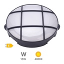 Aplique LED redondo Oxalis com grelha 15W 4000K Preto