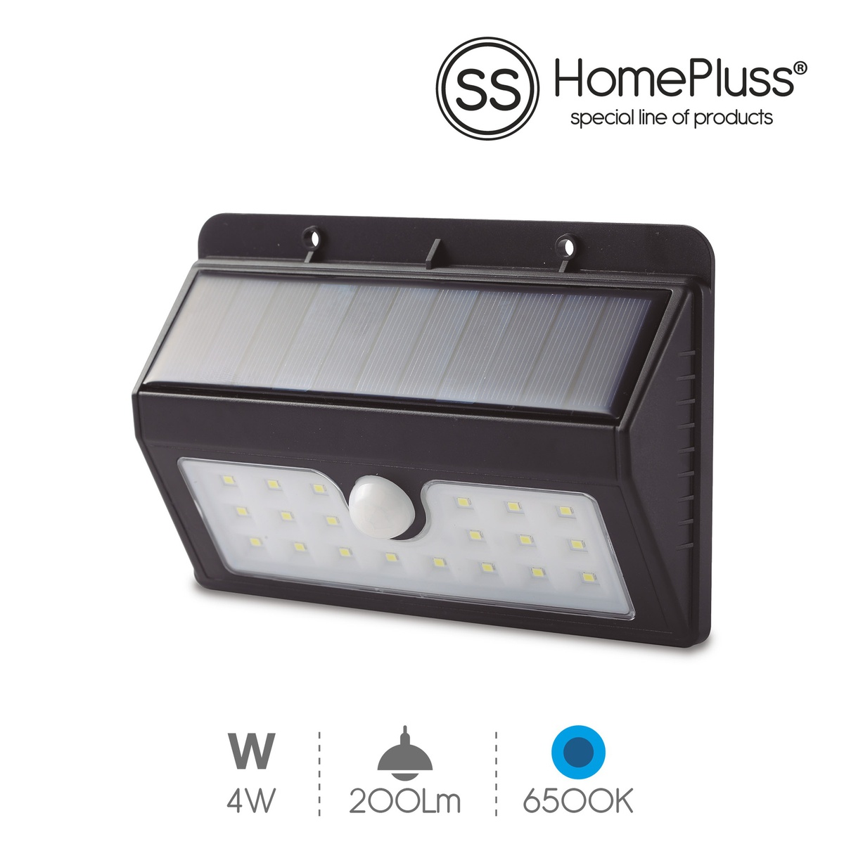 LED solar lamp with motion sensor 4W 6500K Black - 5pcs inner box