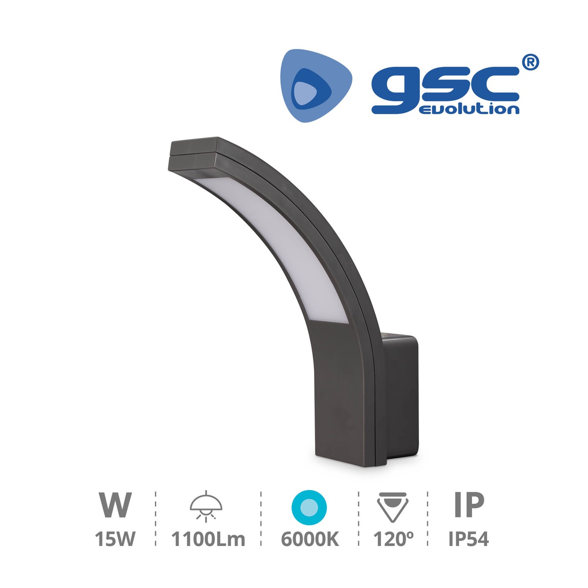 Aplique pared Bayaka 15W 6500K Antracita