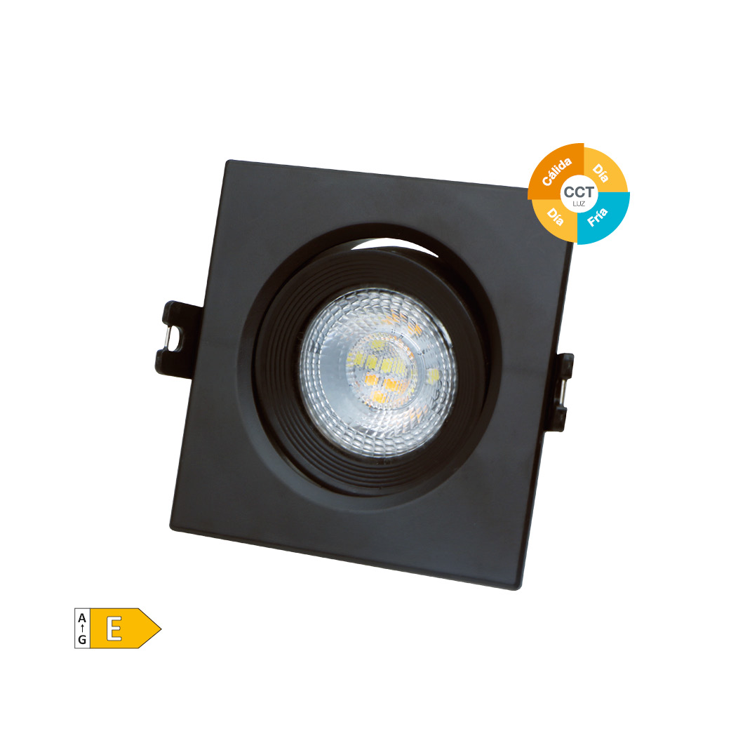 Aro basculante cuadrado empotrable LED Serie Banok 7W 3000-4000-6500K Negro
