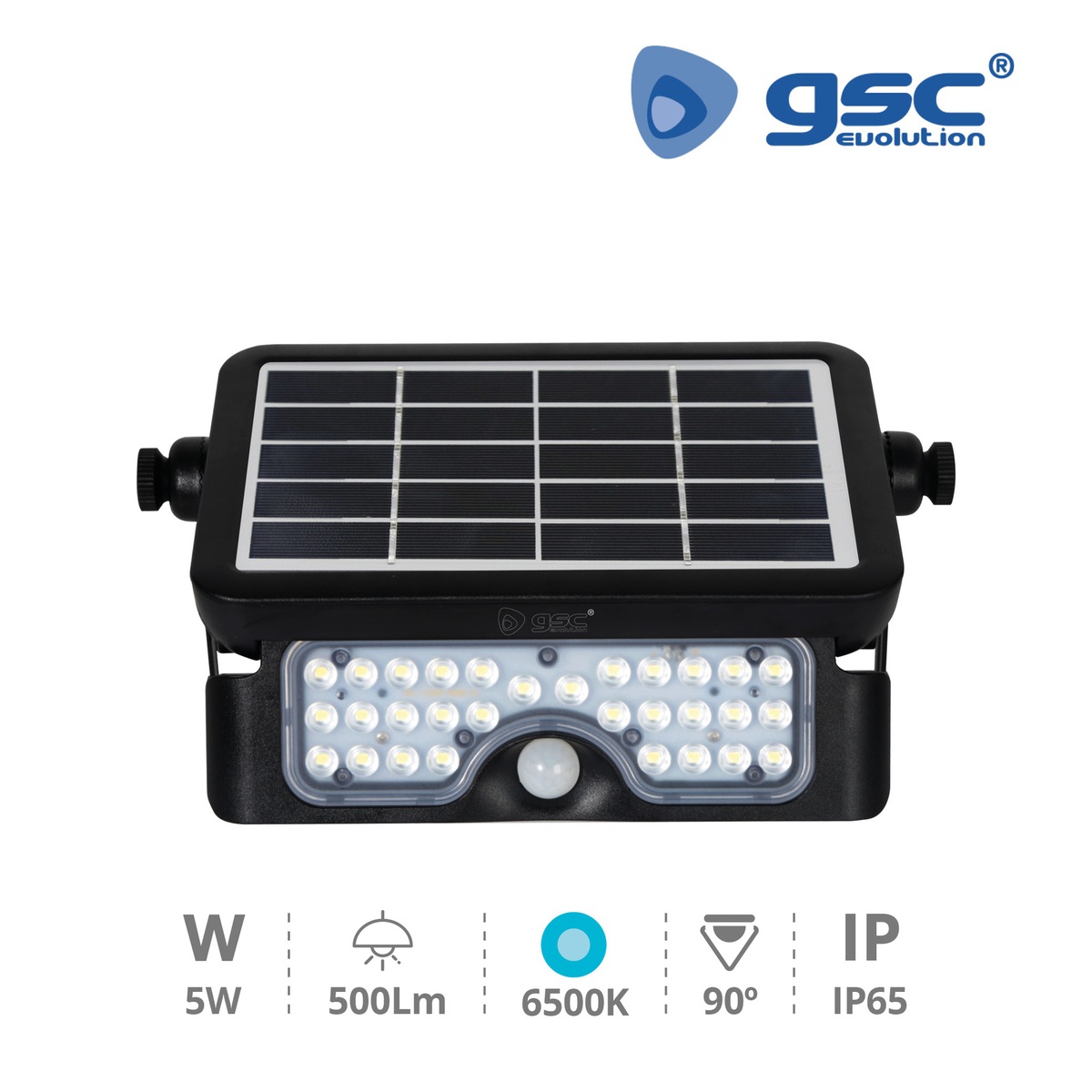 Projecteur solaire LED multifonction avec détecteur 5 W 6500K IP65 noir