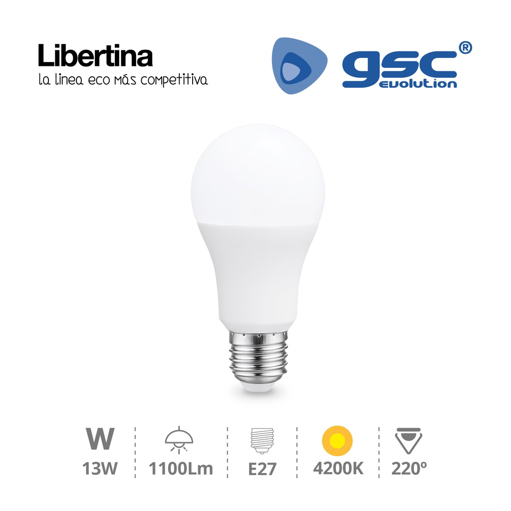 Lampara estandar A60 LED 13W E27 4200K – Libertina