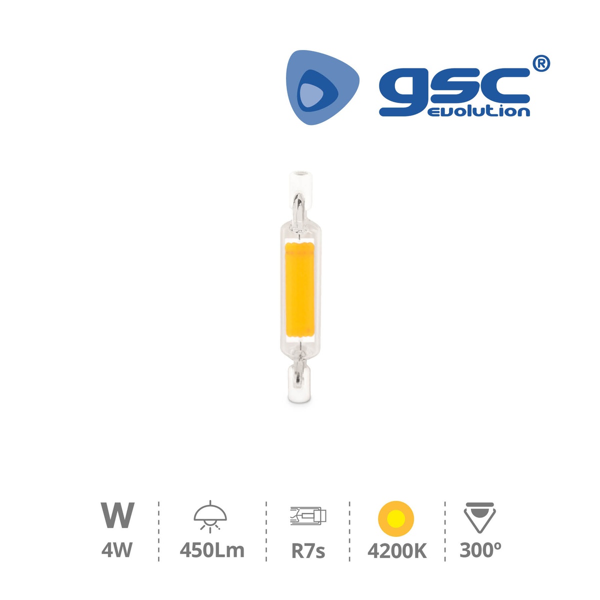 Lámpara lineal LED COB 78mm R7s 4W 4200K