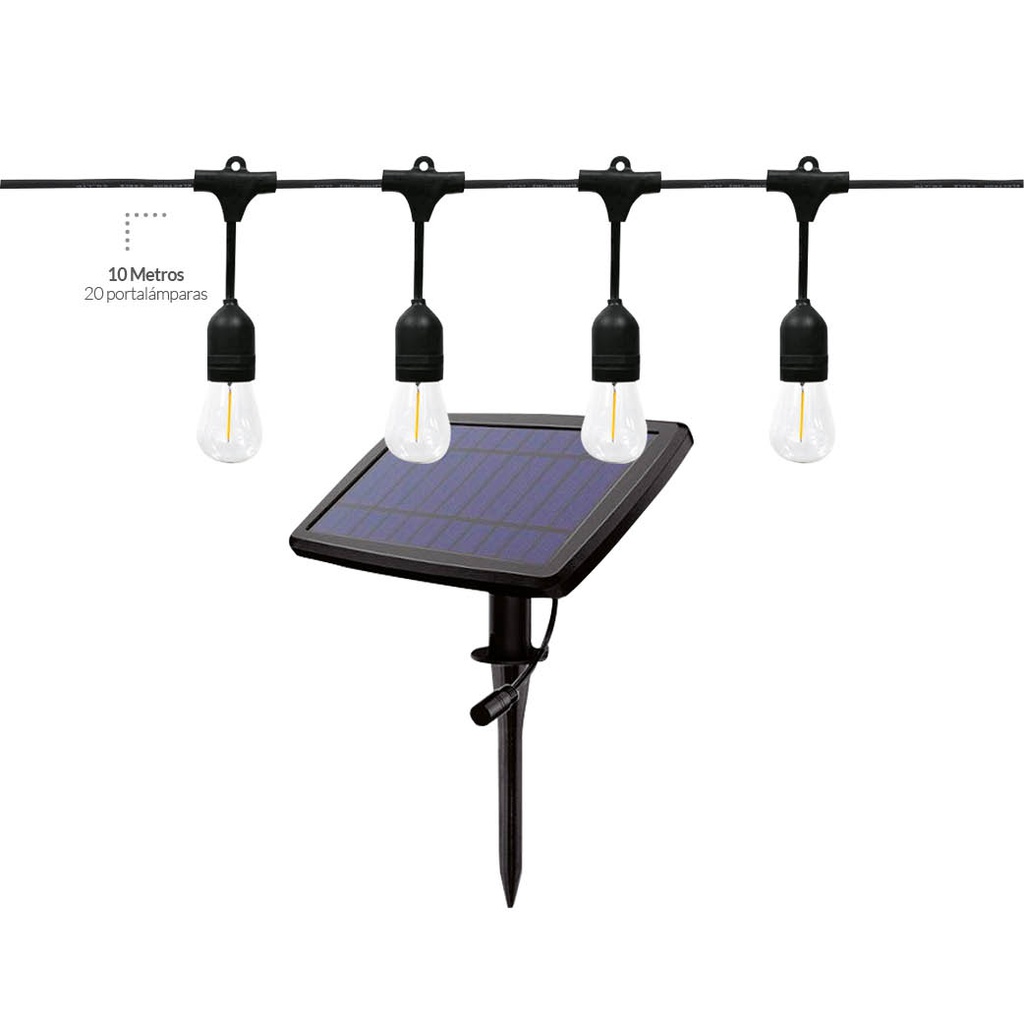 Kit guirnalda decorativa solar Doik 10M 20 portalámparas IP44