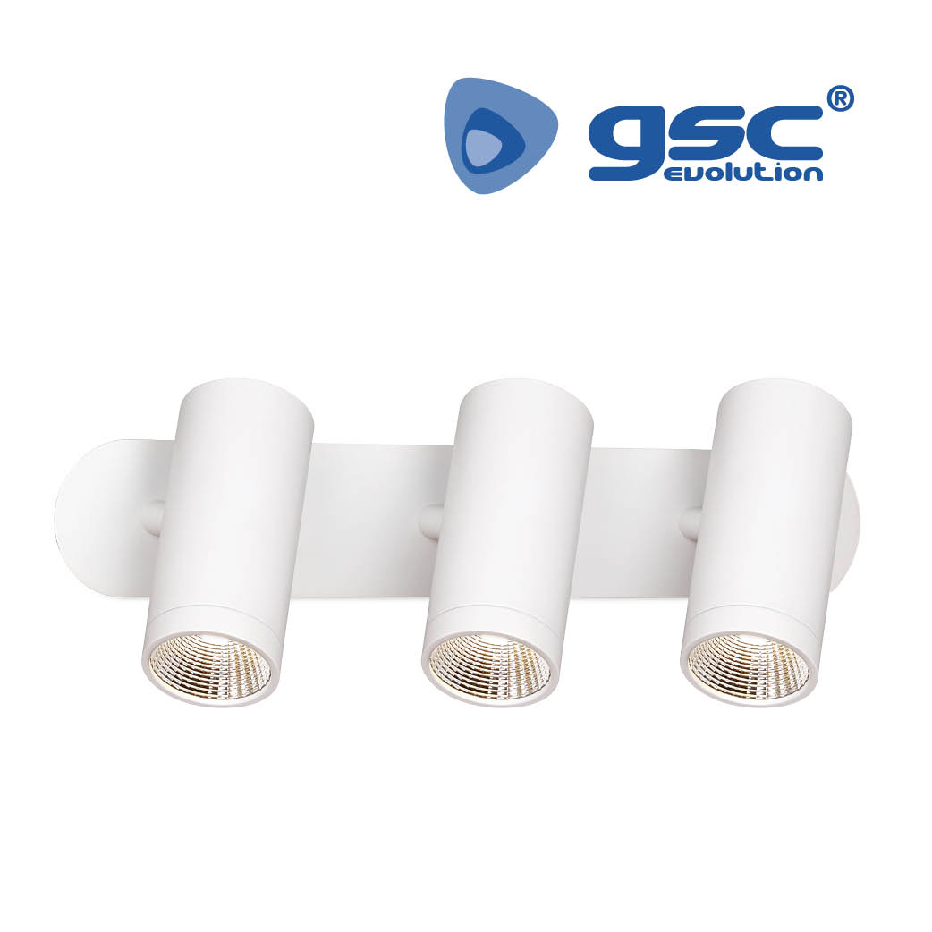 Spot de plafond triple linéaire GU10 Max.60 W Blanc