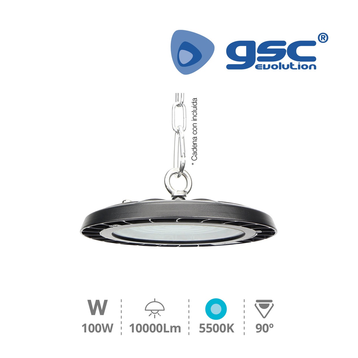 Campana industrial Miranda 100W 90º 5500K