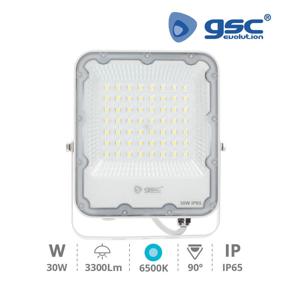 Proyector aluminio 30W 6500K IP65 Blanco
