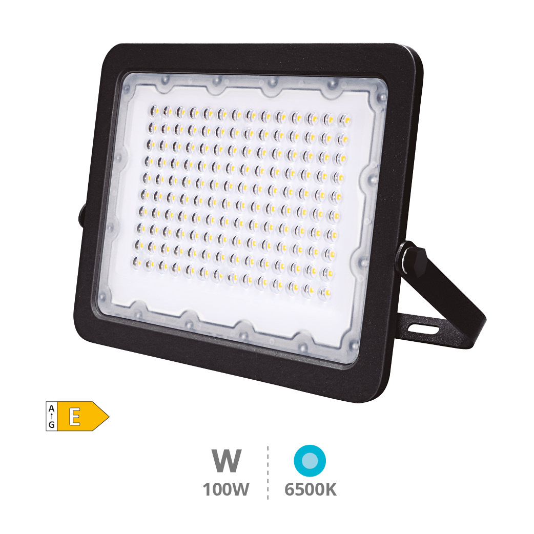Proyector aluminio LED 100W 6500K IP65 Negro