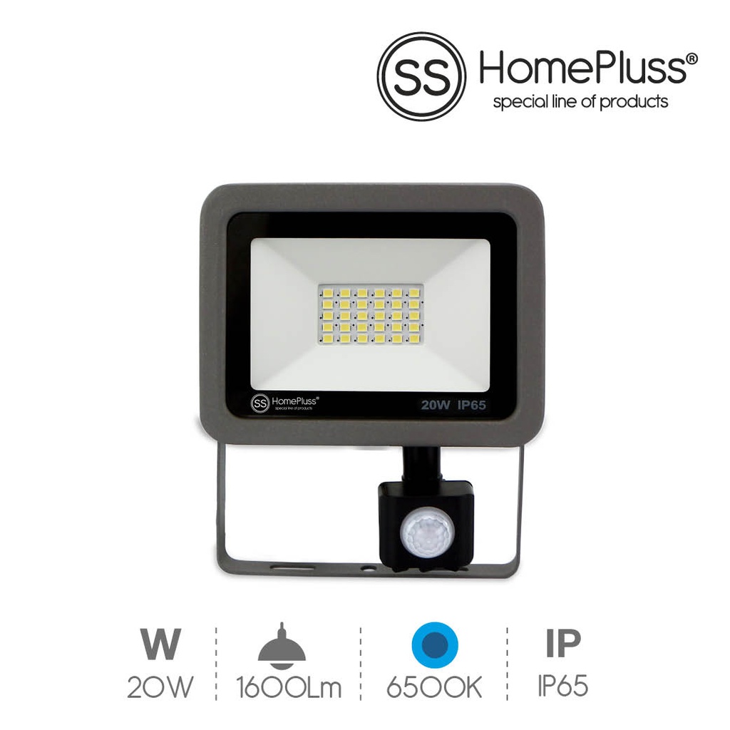 Projecteur avec capteur 20 W 6500K IP65 Gris
