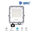 Proyector aluminio con sensor 30W 6500K IP65 Gris