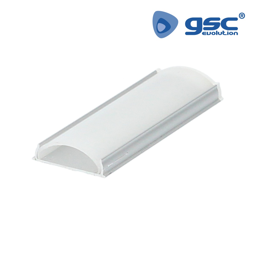 Perfil aluminio traslúcido superficie ovalado 2M para tiras LED hasta 14mm
