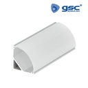 Perfil aluminio traslúcido para esquinas ovalado 2M para tiras LED hasta 10mm