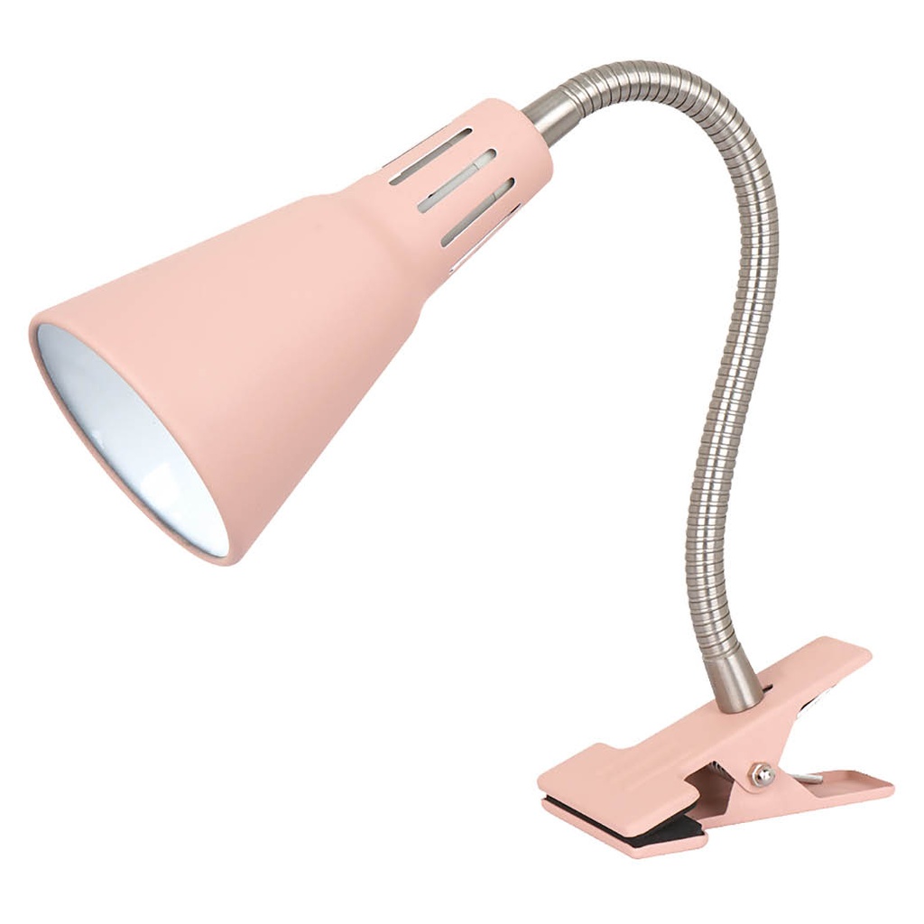 Lampe à bras articulé à pince Nuka E14 rose