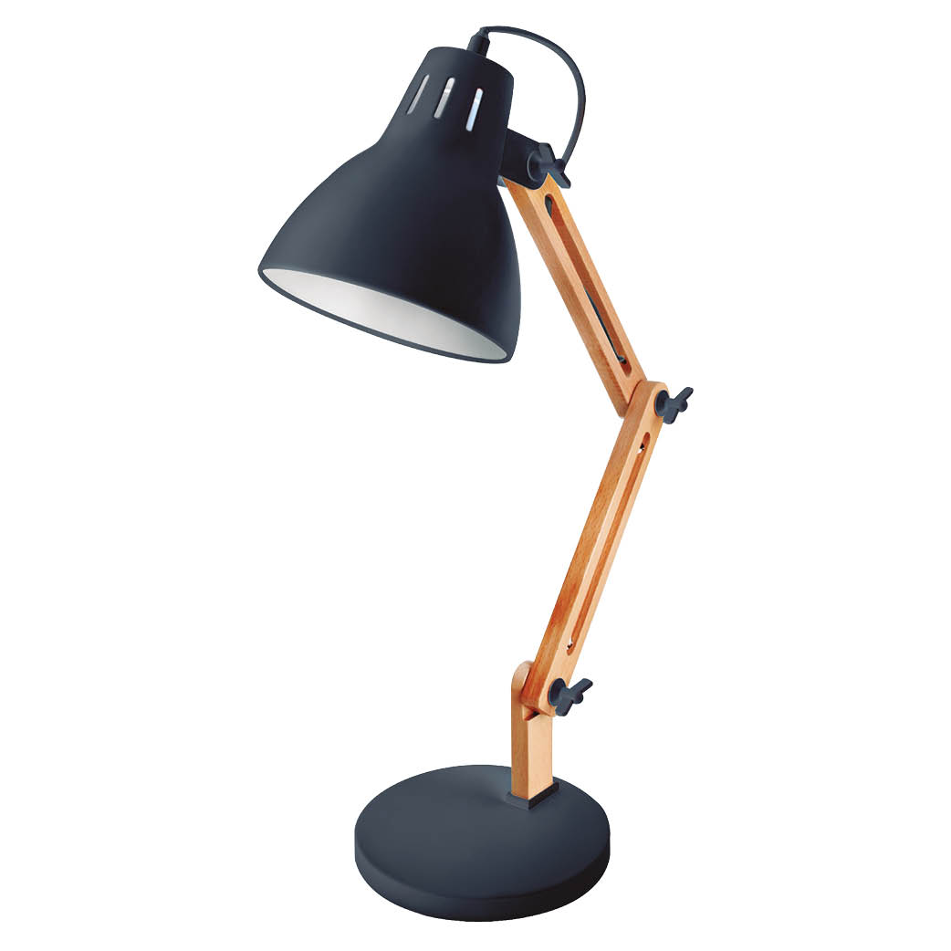 Lampe de bureau à bras articulé Hamu E27 Noire