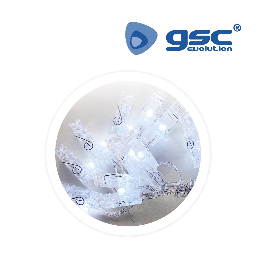 Pinças LED transparentes 1,5 m 6000–10 000 K