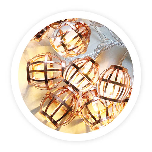 Lanternas LED de cobre 1,5 m 2700 - 3000 K