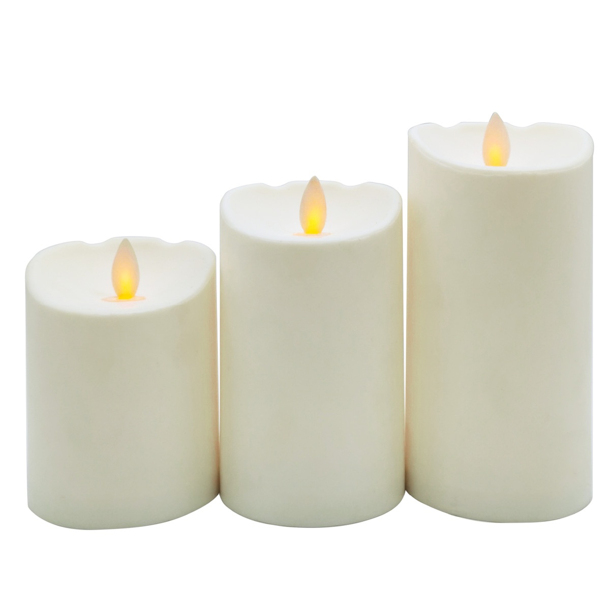 Set of 3 decorative LED wax candles 100mm - 120mm - 150mm