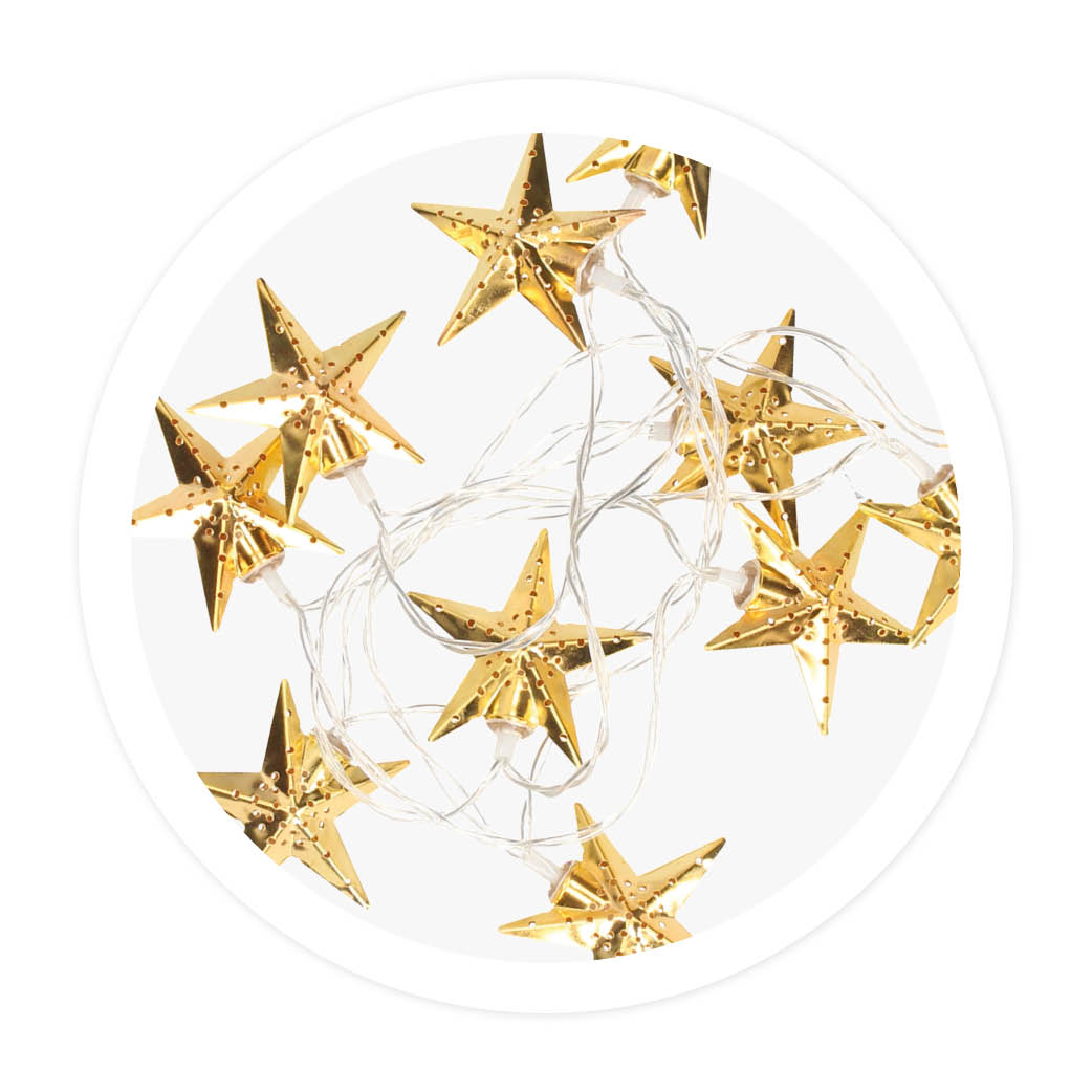 Estrelas LED douradas 1,5 m 2700–3000 K