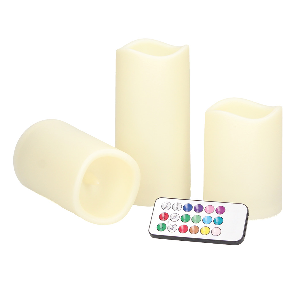 Pack 3 bougies décoratives LED RGB 100 mm - 120 mm - 150 mm