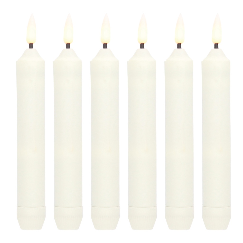 Pack 6 bougies décoratives LED bougeoir 160 mm