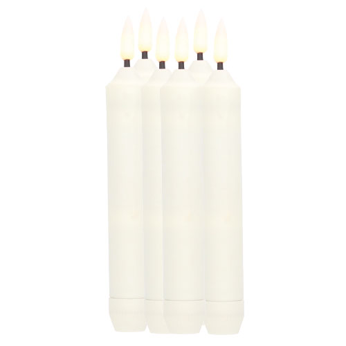 Pack 6 velas decorativas LED castiçal 160 mm