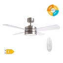 [300005031] 44' DC ceiling fan with remote control CCT 4 blades dimmeable Transparent/Nickle