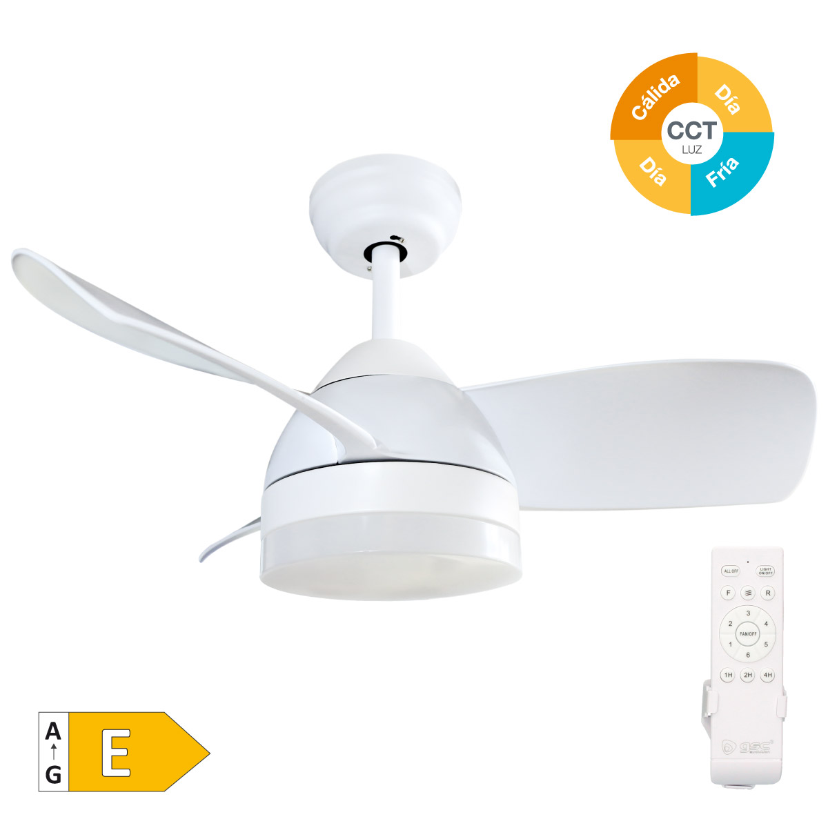 Namuno 28' ceiling fan with remote control CCT 3 blades White