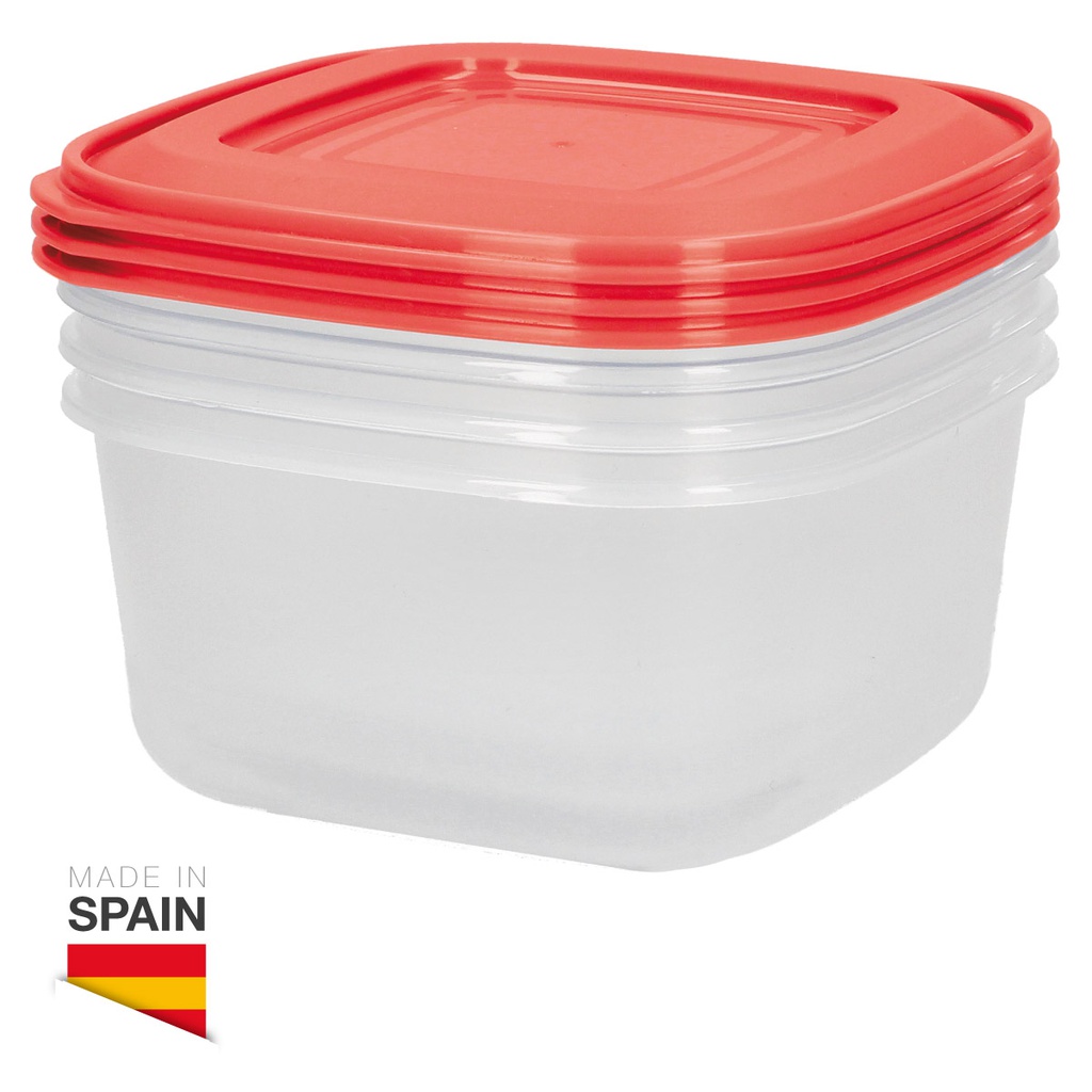 Set of 3 airtight plastic tupper 0.60L