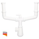 Double siphon for sink without valves